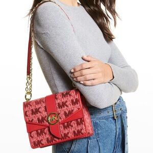 Michael Kors Red Crossbody Bag with Gold Accents